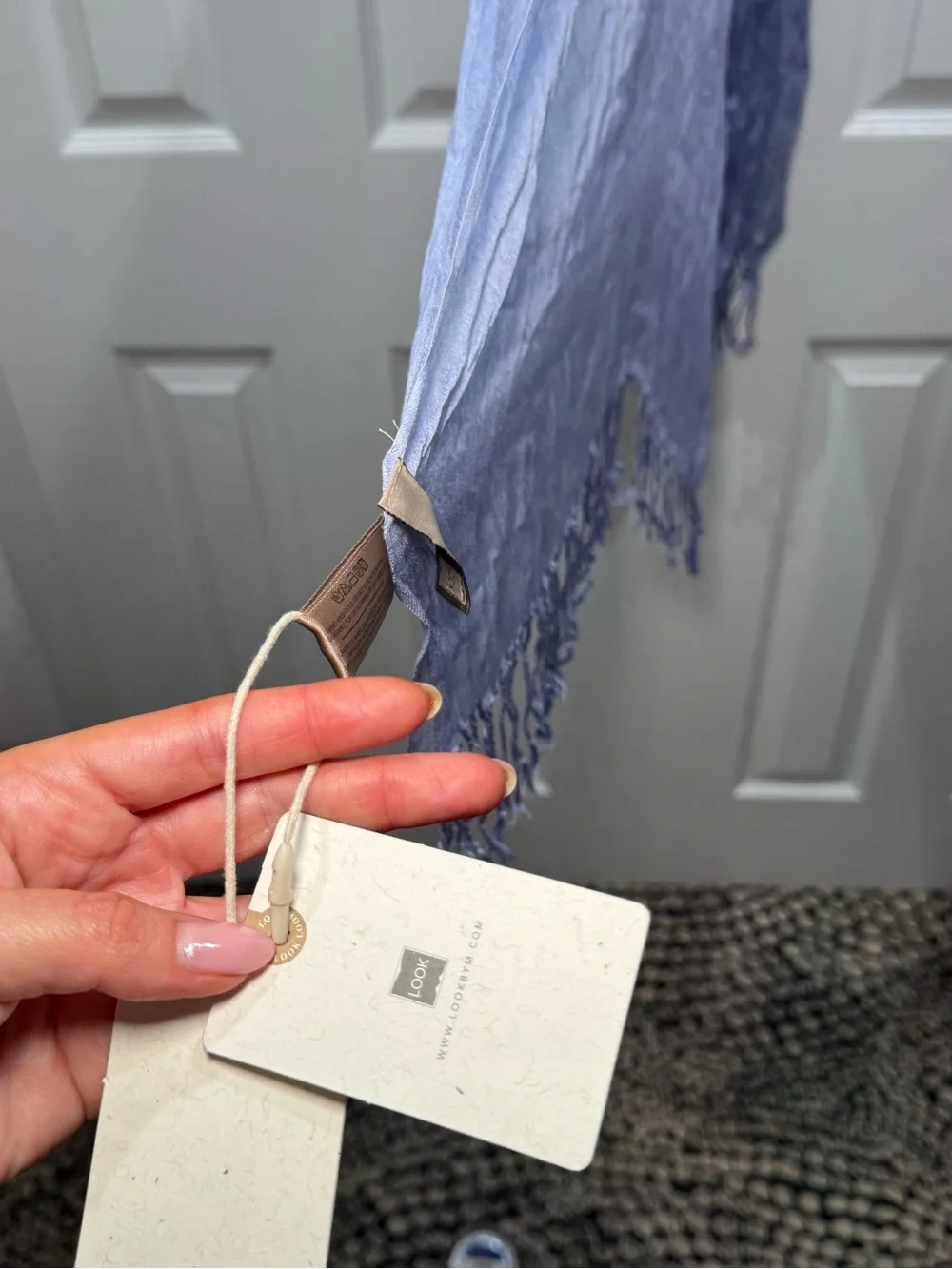 🪻 LOOK BY M NWT Women's Scarf Wrap REAL SILK in periwinkle purple/light blue 🪻